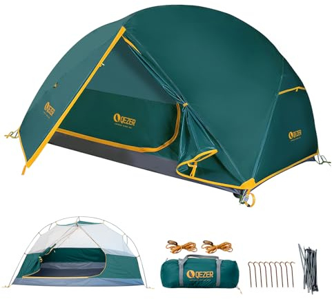 QEZER Ultraleichtes Rucksackzelt, Campingzelt, wasserdichtes,1-2 Personen | zelt leicht kleines packmaß,PU 5000mm Bodenzelt,geeignet zum Wandern, Campen und für Outdoor-Aktivitäten.
