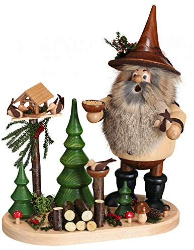 Räuchermännchen Waldwichtel Vogelfreund auf ovalem Brett - 26 cm