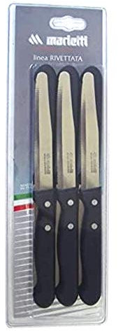 Marietti Coltelleria MRT240025 Confezione 6 Coltelli Tavola, Nero, Acciaio Inossidabile