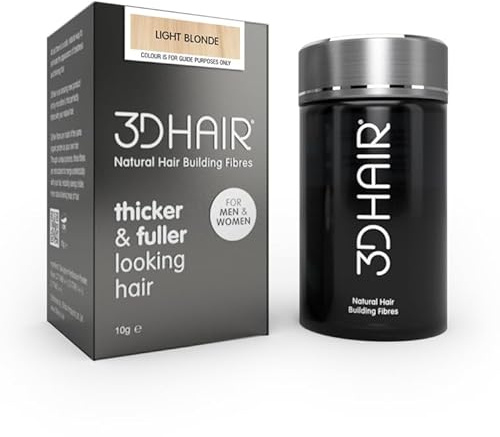 3D Hair Fibres | Hair Powder for Thinning Hair 10g Bottle | Makes Thin Hair Look Thicker in Seconds | Hair Loss Concealer For Women & Men (Light Blonde)