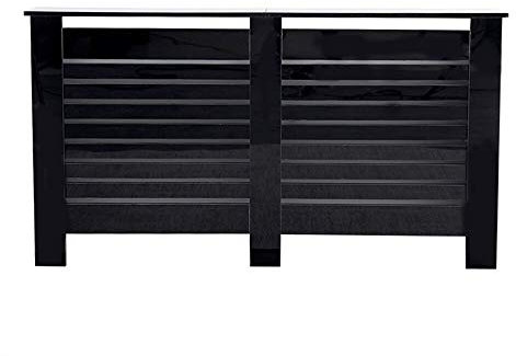 Kingwudo® Wooden High Gloss Radiator Cover Modern Decorative Cabinet S/M/L/XL Black (Black, L—151.5X19X82CM)