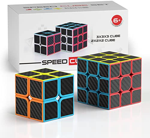 Vdealen Zauberwürfel Set Speed Cube von 2x2 3x3 Zauberwürfel Original, Magic Cube für Anfänger und Fortgeschrittene, Geschenk für Kinder Teenager Erwachsene(Kohlefaser-Aufkleber)