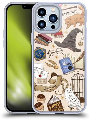 Head Case Designs Officially Licensed Harry Potter Hogwarts Pattern Deathly Hallows XXXVII Soft Gel Case Compatible With Apple iPhone 13 Pro Max