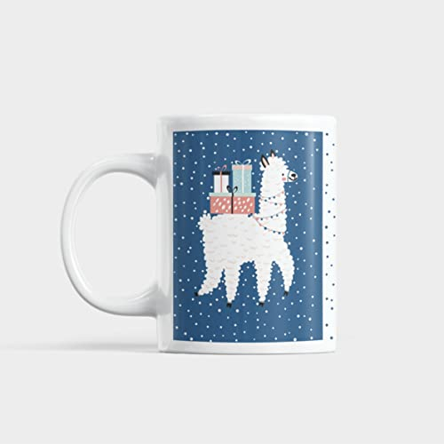 Gesar Tazza Natalizia da Colazione - Tazza Alpaca Blu- Tazza Animali - Tazza con Motivo Natalizio - Idea Regalo di Natale - Tazza Compleanno - Tazza Buon Natale