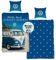 SkyBrands VW Bulli Bettwäsche 135x200 80x80 Kissen-Bezug 100 Prozent Baumwolle Wendemotiv Volkswagen Bettbezug Öko Tex Standard 100 Deutscher Händler