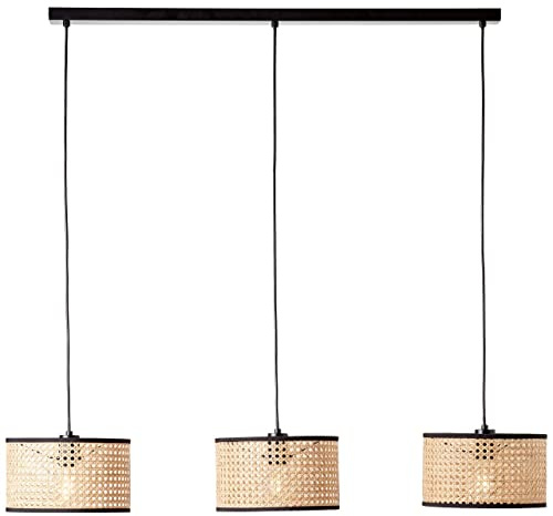 BRILLIANT Lampe, Wiley Pendelleuchte 3flg schwarz/holzfarbend, 3x A60, E27, 60W, Kabel kürzbar/in der Höhe einstellbar