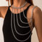 Prosy Brustkette, einfach, Brustkette, BH, Bikini-Kette, Körperkette, Sommer, Strand, Nachtclub, Schmuck, verstellbar für Frauen und Mädchen (Silber)
