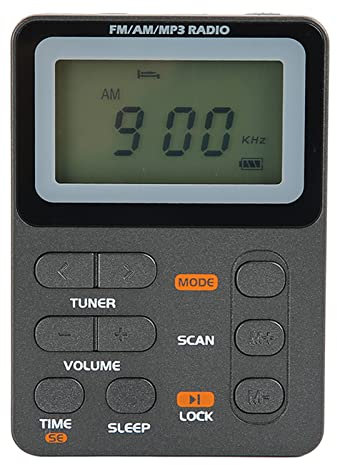 Lazmin112 Radio de Bolsillo Am FM, sintonización Digital portátil, Radio pequeña Recargable estéreo, con botón de Bloqueo, con Auriculares, para Caminar, Trotar, Gimnasio, Acampar