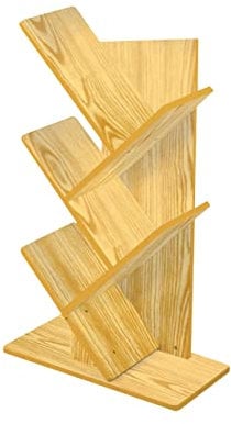 PREMZO Tree Shape Bookshelf MDF Wood 4Tier Floor Standing Tower Desktop Bookcase Books Magazine CDs Display Free Standing Storage for Office & Home Living Room Organizer Shelf