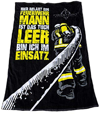 Roter Hahn 112 Feuerwehr 175x100cm Oversize Frottee Strandtuch Saunatuch Badetuch Handtuch Feuerwehrmann Fire & Fight Streetwear