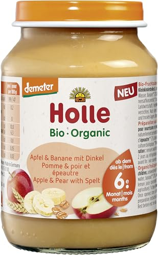 Holle Babyfood Glas - Demeter Apfel & Banane mit Dinkel, 190g (6er Pack)