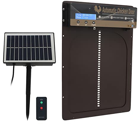 Zerodis Automatische Hühnerstalltür mit Timer, Lichterkennung, Timing-Fernbedienung, Solar, 3-in-1-Hühnerstalltür, Lichtempfindlicher Automatischer Hühnertüröffner, Wetterfester