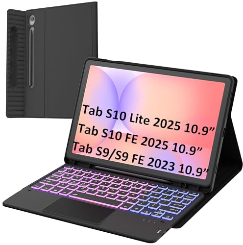 Tastaturhülle für Samsung Galaxy Tab S10 Lite/S10 FE/S9 FE 11 Zoll / S9 11 Zoll Tastaturhülle: 3-Zonen-7-Farben-Hintergrundbeleuchtung Trackpad-Tastatur für 27,7 cm (11 Zoll) S10 Lite Tablet
