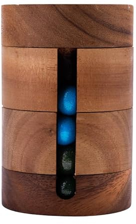 Engelhart – 350210 - Revolve Casse-Tête en Bois - Puzzle Pivotant - Niveau Difficile - 1 Pièce - Solution Incluse – 7.1 x 7.1 x 10.5 cm - Casse Tete à Billes - Jeux en Bois