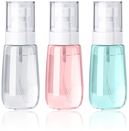 Phomanttonary 3 Pièces Flacons et vaporisateurs vides, Flacon pulvérisateur de voyage vide en plastique transparent, Flacon Spray Réutilisables à brume fine pour coiffure, Parfums, nettoyage (60ml)