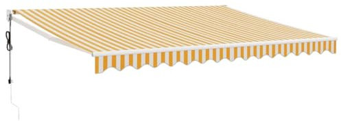 vidaXL Markise, Sonnenmarkise mit Kurbel Automatisch, Gelenkarmmarkise für Terrasse Balkon, Sonnenschutz Terrassenmarkise Balkonmarkise, Gelb Weiß 4,5x3m