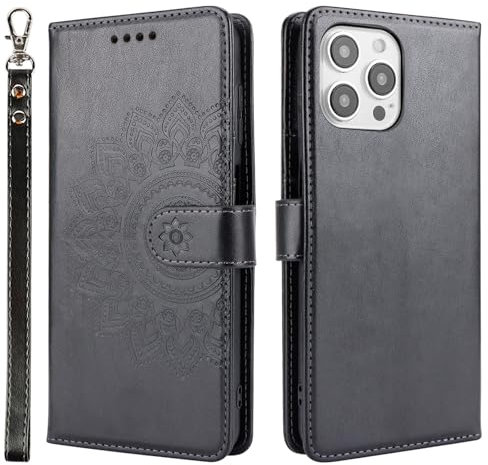 ELTEKER for iPhone 15 Pro Wallet Phone Case with Card Holder Kickstand, Premium PU Leather Magnetic Closure Flip Cover Wallet Case for iPhone 15 Pro (6.1 Inch)- Black