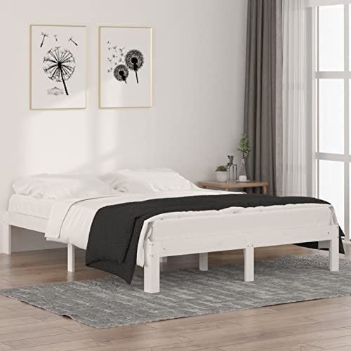 ARKEM Massivholzbett Holzbett Betten Bed Frame Massivholzbett Bettgestell Weiß Kiefer 140x190 cm - 810346
