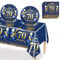 MORAINJAY 37Pcs Birthday Tableware Set for 70,Navy Blue Gold Tableware Set for 70th Birthday Party with Plates,Napkins,Tablecloth,Dinnerware Set for 70,Party Supplies Table Decor for Him,Men,Adults