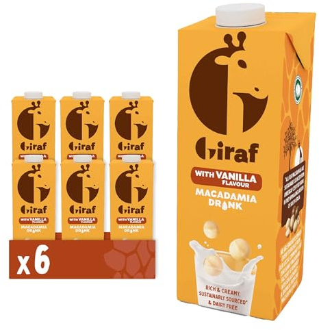 GIRAF Macadamia Milk Vanilla Drink (6 x 1L) Rich & Creamy, 100% Plant-Based, Dairy-Free, Vegan, Gluten-Free, No Vegetable or Seed Oils, Sustainably Sourced.