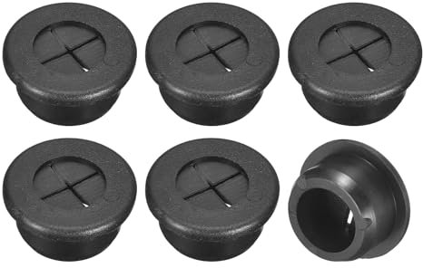 sourcing map 6 Pcs Cable Cord Grommet, 13/16 Inch (20mm) Desk Grommet Flexible Rubber Grommets Wire Hole Cover Pass Through for Office Computer Desk Wire Organizer, Black