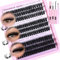 TOOCHUNAG Cluster Lashes Kit D Curl Fluffy Eyelashes Individual Kit 12-20mm DIY Clusters Lash Extension Kit 60+80+100D Lashes Individual Cluster with Lash Bond and Seal, Eyelash Tweezers