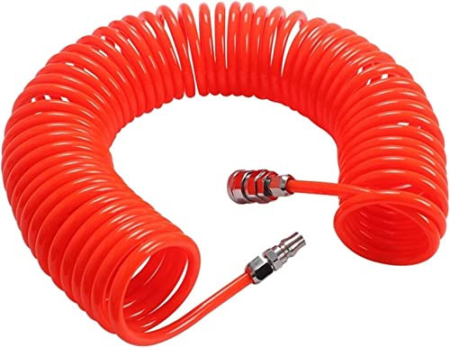 Tubo Spirale per Compressore Aria 18 Metri con Attacco Rapido 1/4 | Tubo Flessibile per Aria Compressa Diametro 5x8mm | Estensibile, Resistente e Facile da Riporre | Accessorio Compressori