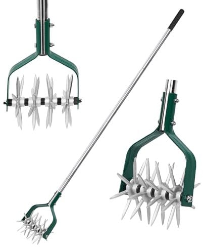 Yeelor Coltivatore rotante con manico regolabile S/S con denti in metallo solido staccabili coltivatore da giardino coltivatore da giardino e fresa manuale per allentare e mescolare il terreno