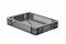 1a-TopStore Transport-Stapelkorb, Grau, Wände u. Boden durchbrochen, 400x300x75 mm, ohne Grifföffnungen, aus lebensmittelechtem PP