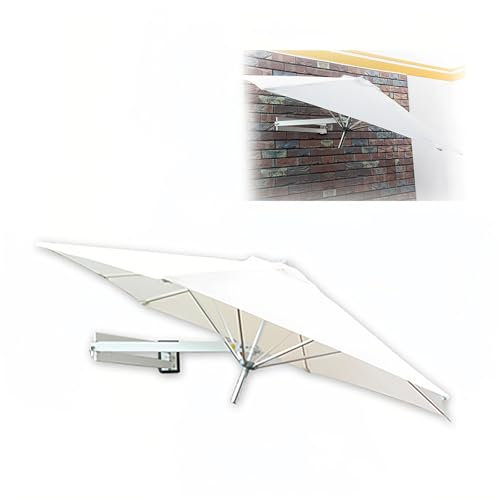 Parasol Mural Déporté Extérieur - pour Terrasse, Balcon Et Jardin - Télescopique Et Inclinable - Aluminium Et Polyester - Ronde 220/250cm(Beige,250cm/8.2ft)