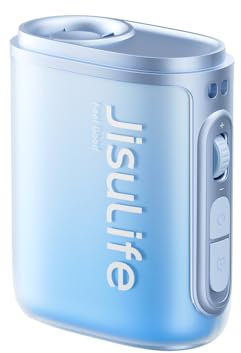 JISULIFE Ventilador de cuello portátil, 100 velocidades, 40000 RPM, mini ventilador de cintura, 16 h, USB recargable 4500 mAh, pantalla LED, ideal para regalos, viajes, niñas y niños-Azul