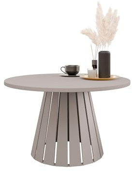 Mirjan24 Couchtisch Creyza, Runde Form, Gestell aus Stahl, Kaffeetisch, Wohnzimmertische, Beistelltisch, Sofatisch, Teetisch (Cashmere)