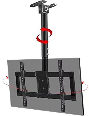QYMYOZ Adjustable Ceiling TV Mount, 360 Degree Rotating LCD TV Frame Stand, Suitable for 37-85 Inch TVs, Max VESA 600 x 400 mm, with a Load of 176 lbs