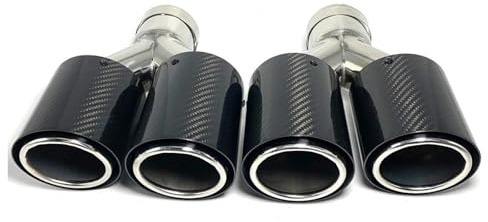 Auto Auspuffblende 1 Paar Schalldämpfer Dual Tip Auspuffrohr Quad Düse Universal Gerade Edelstahl Schwarz Auspuff Endrohrverkleidung(70 IN -89 OUT)