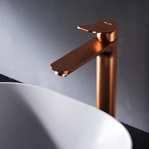 AM.PM – Robinet Salle Bain X-Joy, Mitigeur Lavabo couleur cuivre Haut, Robinet Lave-Main Monocommande à Bec Haut 301 mm