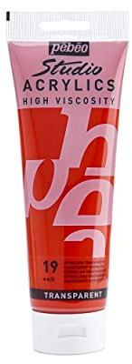 Pébéo - Acrylique Fine Studio Acrylics - Peinture Acrylique Rouge Transparent - Vermillon transparent - 250 ml 169-019