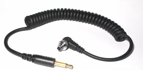 Maxsimafoto - 3.5mm to Male Flash PC Sync Cable coiled Cord 12 length. Suitable for Nikon, Canon, Pocketwizard miniphone PC1 etc.