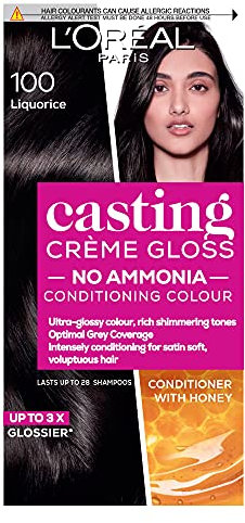 L'Oréal Paris Casting Crème Gloss, Semi-Permanent Hair Dye, Radiant & Natural Colour, Shade: Black Liquorice 100