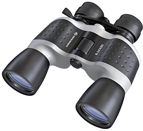 Bresser Fernglas Topas 8-24x50 Zoomfernglas in Porro Bauweise mit hohem Vergrößerungsbereich, Mitteltrieb, vergüteter Optik und Stativanschlussgewinde inklusive Transporttasche und Trageriemen