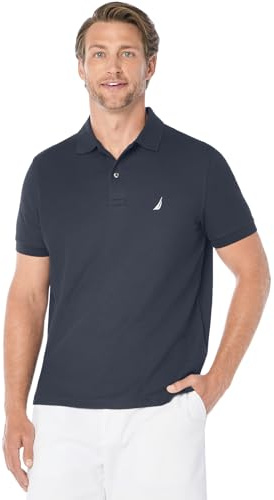 Nautica Men's Short Sleeve Solid Deck Polo Shirt, Navy, X-Large