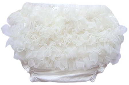 DELEY Baby Mädchen Solide Lace Kleid Rüsche Hose Pumphose Windel Decken Weiss (M) 6-18 Monate