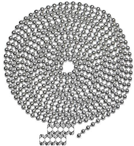 10 Foot Length Ball Chain, Number 10 Size, Aluminum, & 10 Matching B Couplings