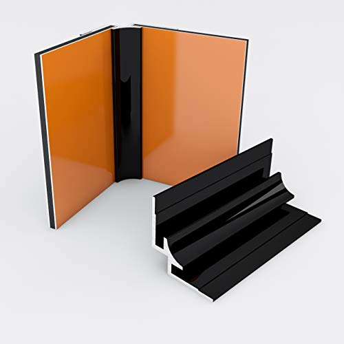 Kerabad Aluminium Profilsystem für 3mm Platten - 2 Meter - Alu-Profil für Duschrückwand Küchenrückwand - Inneneckprofil schwarz