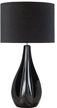 Beliani Stilvolle Tischlampe geschwungener Lampenfuß Kunstseide schwarz Santee