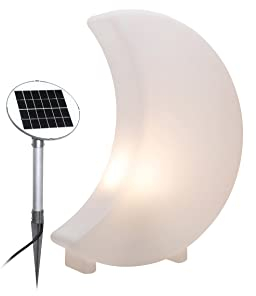 8 seasons design Shining Moon Solar LED Mondlampe (40 cm, weiß) inkl. Solarmodul und LED-Leuchtmittel in warmweiß, Nachttischlampe beleuchtet, Lampe Kinderzimmer, Deko Schlafzimmer, Innen- und Außenbereich