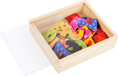 small foot Magnet Holzkiste Educate aus Holz, 40 Teile zum Rechnen und Zahlen lernen, für Kinder ab 3 Jahren, 10731, Grün, Gelb, Blau, Rosa, Rot