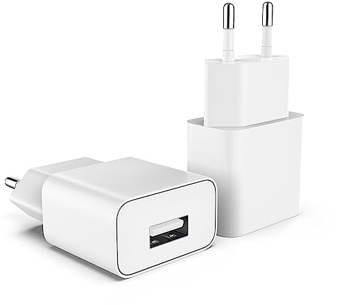 MyGadget 2X Caricatore USB da Muro - Caricabatteria Universale (1A | 5V) - Carica-Batterie Portatile e Compatibile con Samsung | Huawei - Bianco