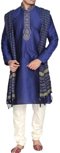 Sonisha MKP9007 Men's Blue Kurta Pajama Set Wedding Kurta Pyjama Indian Party Suit