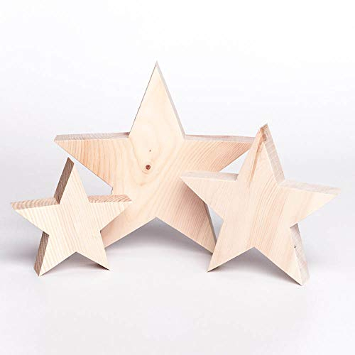 Holzsterne 3er Set aus Zirbenholz – Handgefertigte Weihnachtsdeko zum Hinstellen – Deko-Sterne für Fensterbank, Tisch & Sideboard – Nachhaltige Holzstern Deko für Advent & Weihnachten