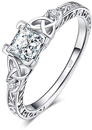 JewelryPalace Keltischer Vintage Zirkonia Verlobungsring Promise Verlobung Ring Silber 925 Damen, Silberringe Trauringe Damenring Hochzeitsringe Antragsring Entouragering Ringe Frauen, Damen Schmuck